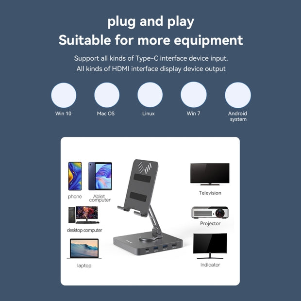 11-in-1 Hub Stand Type-C Dock Station 4K60Hz PD100W Rotary-Folding Holder Laptop Accessories Dropshipping