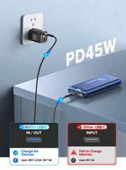 QOOVI 20000mAh Power Bank External Battery Capacity PD 45W Fast Charging Portable Charger Powerbank For Laptop iPhone Samsung