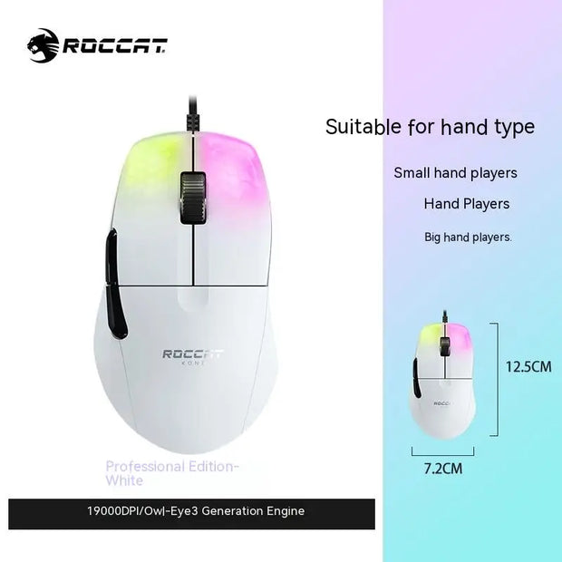 Original Roccat KONE PRO AIR Wireless Mouse RGB Light Low Delay Gaming Mouse Ergonomics FPS Pc Gamer Mouse Laptop Accessories