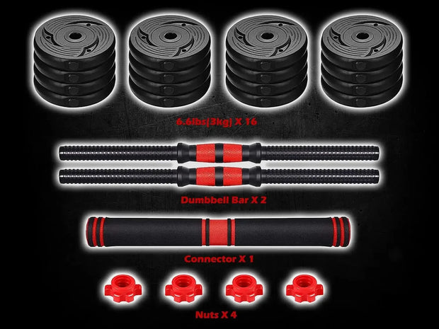 Dumbbells Set Weight to 88Lbs / 110Lbs, Free Weight with Connecting Rod Used As Barbell, Ab Roller for Home Gym