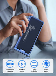 QOOVI 20000mAh Power Bank External Battery Capacity PD 45W Fast Charging Portable Charger Powerbank For Laptop iPhone Samsung