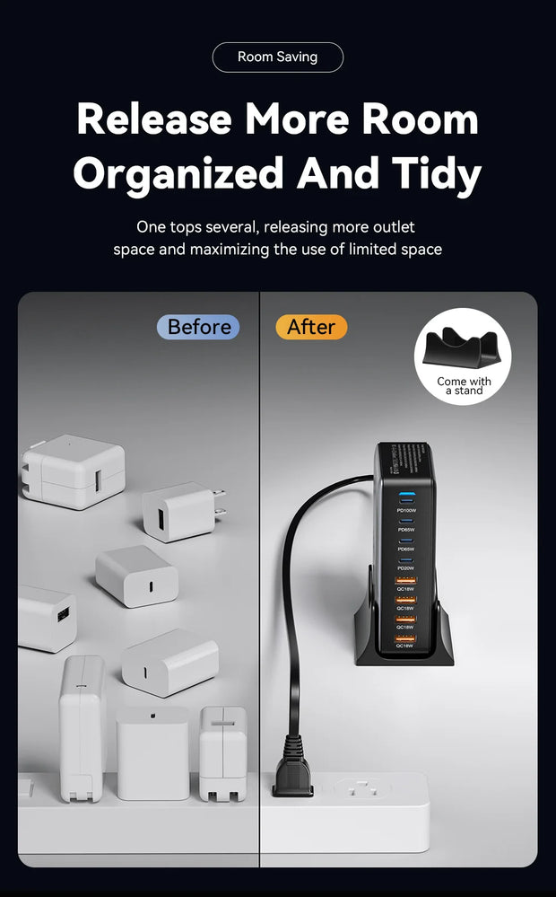 Essager 320W GaN Charger USB C Fast Desktop 8-port USB A Type C PD Charger Fast Charging for iPhone16 15 Samsung MacBook Laptop