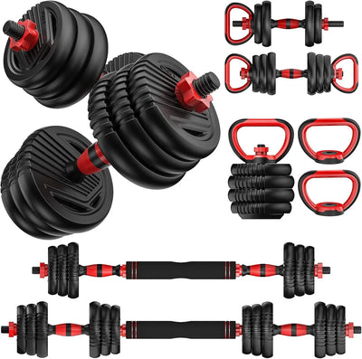 Adjustable Dumbbells, 4 in1 Dumbbells Set Used as Barbell, Kettlebells, Push up Stand, Fitness Exercises for Men/Women,Home Gym