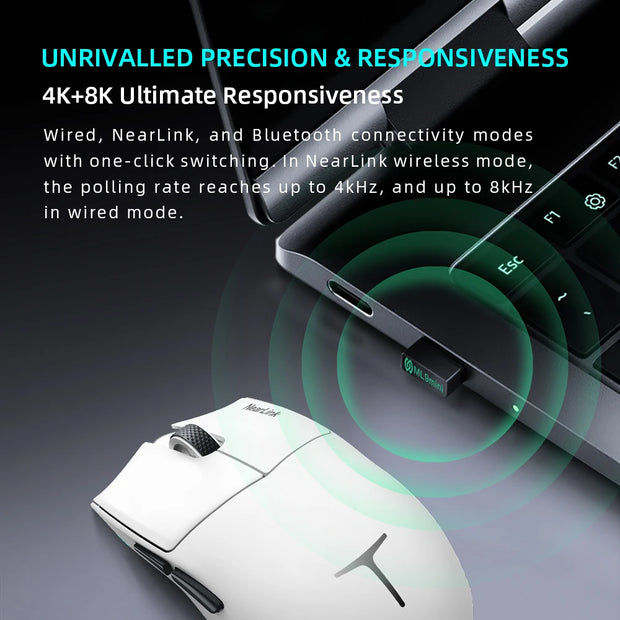Thunderobot ML903 Mini NearLink Gaming Mouse Tri-Mode Bluetooth Wireless Mouse Charging Base For Pc Gamer Laptop Accessories
