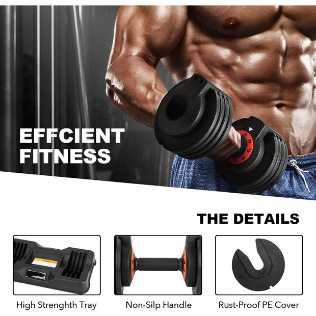 25lbs Pair Adjustable Dumbbells Set, Adjustable Weights Dumbbells Set for Men and Women with Anti-Slip Fast Adjust Weight