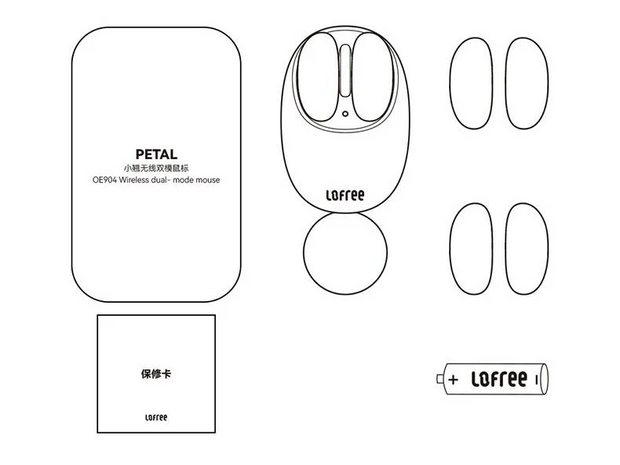 Lofree Small Flap Bluetooth Wireless Mouse Girl Air Mouse for Computer Mini Pc Game Mice Gaming Laptop Accessories Diy Deskto