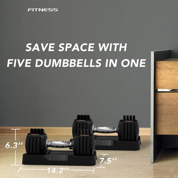 Adjustable Dumbbells Set-25lb Dumbbells with Anti-Slip Metal Handle for Exercise & Fitness Fast Adjust Weight for Workout