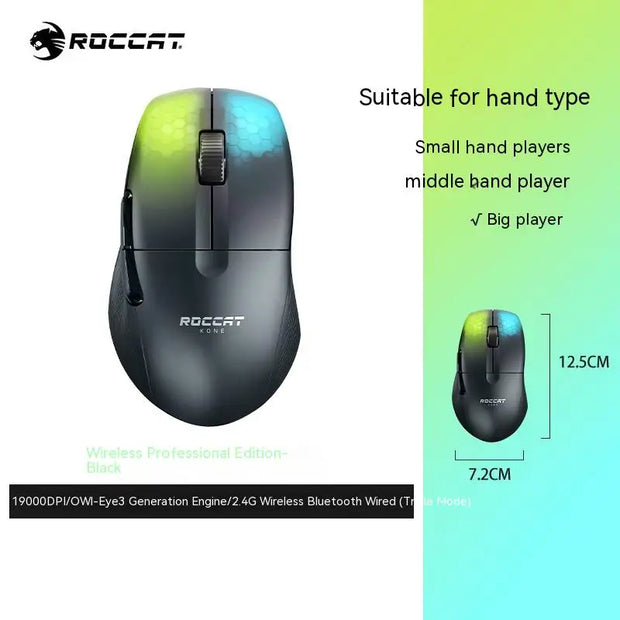 Original Roccat KONE PRO AIR Wireless Mouse RGB Light Low Delay Gaming Mouse Ergonomics FPS Pc Gamer Mouse Laptop Accessories