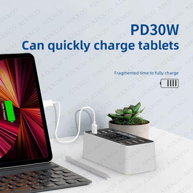 65W PD Charger Fast Charger For Laptop Tablet iPhone 15 14 Type C Charger With 2.4A USB Phone Charger