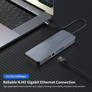 14 In 1 Docking Station, Thunderbolt 3/4 USB-C Splitter HDMI 4K Port Hub Dock for Air Mac Apple MacBook Pro Laptop Accessories