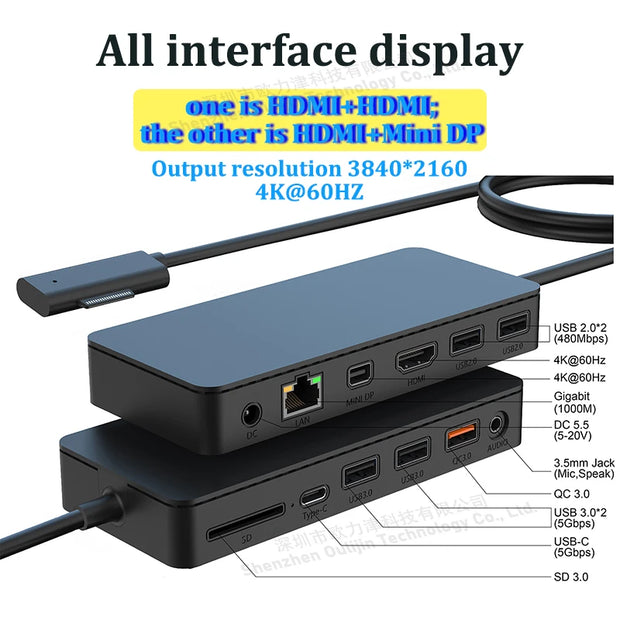 MST HUB USB Connect Dock 2x HDMI Mini DP 4K 60HZ for Microsoft Surface Pro Surface Book Surface Go Surface Laptop Accessories