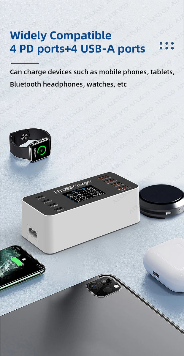 65W PD Charger Fast Charger For Laptop Tablet iPhone 15 14 Type C Charger With 2.4A USB Phone Charger