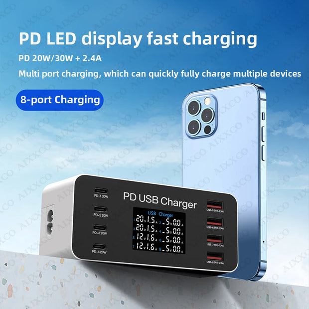 65W PD Charger Fast Charger For Laptop Tablet iPhone 15 14 Type C Charger With 2.4A USB Phone Charger