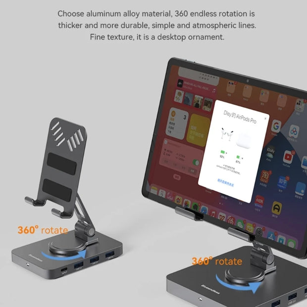 11-in-1 Hub Stand Type-C Dock Station 4K60Hz PD100W Rotary-Folding Holder Laptop Accessories Dropshipping