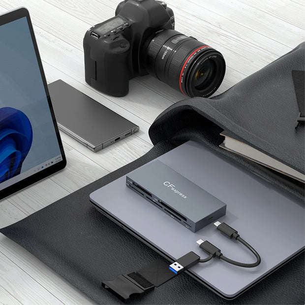 6 in 1 Type-C & USB A Multi Memory Card Reader USB3.2 Gen2 10Gbps Read 6 Cards Simultaneously with Cable PC Laptop Accessories