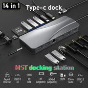14 In 1 Docking Station, Thunderbolt 3/4 USB-C Splitter HDMI 4K Port Hub Dock for Air Mac Apple MacBook Pro Laptop Accessories