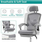 Office Computer Desk Chair, Gaming Chairs for Adults, High-Back Mesh Rolling Swivel Reclining Chairs with Wheels, Comfortable Lu