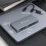 6 in 1 Type-C & USB A Multi Memory Card Reader USB3.2 Gen2 10Gbps Read 6 Cards Simultaneously with Cable PC Laptop Accessories