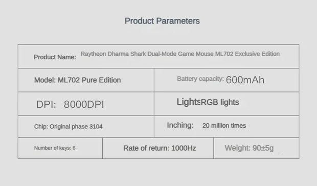 THUNDEROBOT ML701 Wireless Mouse Dual-mode Long Battery Life Lightweight Ergonomic Gaming Mouse PC Gamer Laptop Accessories Gift