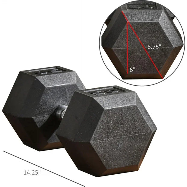 2x12/2x15/2x40/2x45/2x50lbs Hex Dumbbell Set of 2, Rubber Weights Exercise Fitness Dumbbell with Non-Slip Handles, Anti-roll, fo