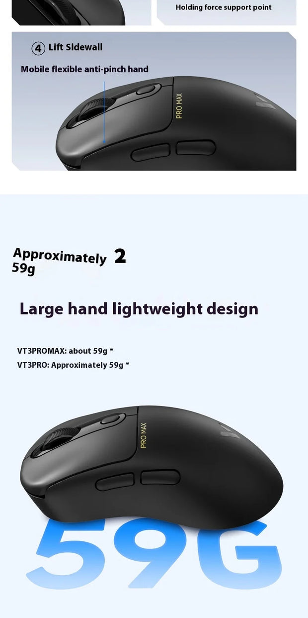Rapoo Vt3pro Max Wireless Mouse Wired Dual Mode Paw3950 4k/8k Return Rate Ergonomics Lightweight Gaming Mice Laptop Accessories