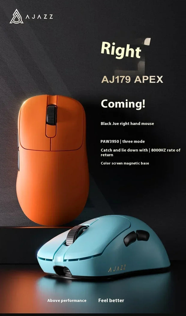Ajazz Aj179apex Wireless Mouse Bluetooth 3Mode PAW3950 Sensor 8K with Magnetic Base E-sports Gaming Mouse PC Laptop Accessories