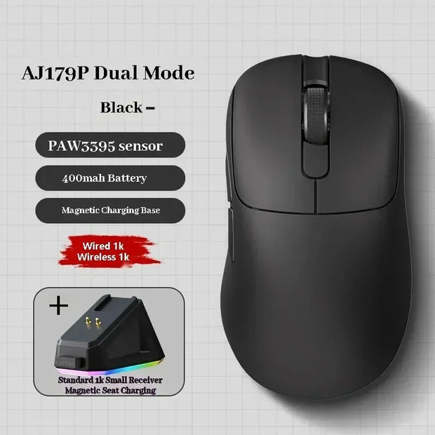 Ajazz Aj179apex Wireless Mouse Bluetooth 3Mode PAW3950 Sensor 8K with Magnetic Base E-sports Gaming Mouse PC Laptop Accessories