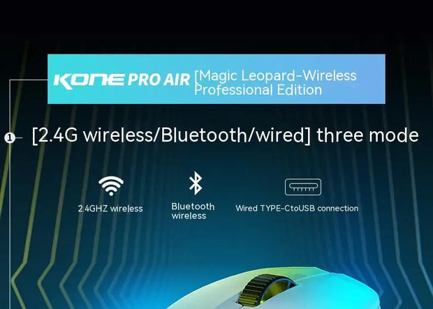 Original Roccat KONE PRO AIR Wireless Mouse RGB Light Low Delay Gaming Mouse Ergonomics FPS Pc Gamer Mouse Laptop Accessories