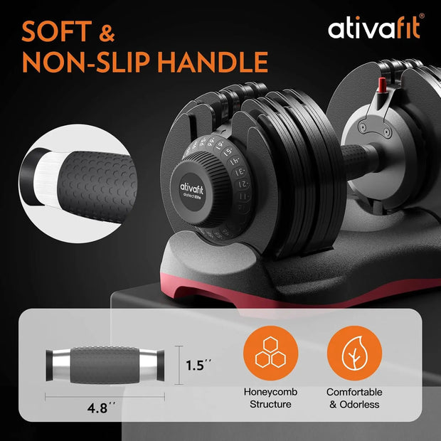 27.5 LBS/66LBS/88LBS Adjustable Dumbbell Set with Anti-slip Handle 12 In 1 Quick Dial Adjustment Weights With Safety Lo