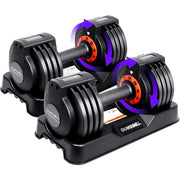 25lbs Pair Adjustable Dumbbells Set, Adjustable Weights Dumbbells Set for Men and Women with Anti-Slip Fast Adjust Weight
