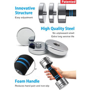 Steel Dumbbells Ultracompact & Adjustable Chrome Dumbbell with Foam Handles 10lb Home Gym Workout (Choice of Size) Freight free