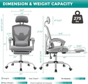Office Computer Desk Chair, Gaming Chairs for Adults, High-Back Mesh Rolling Swivel Reclining Chairs with Wheels, Comfortable Lu