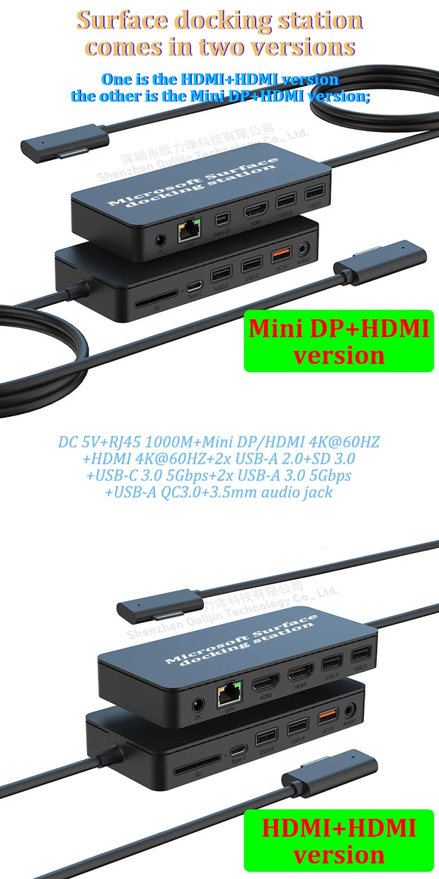 MST HUB USB Connect Dock 2x HDMI Mini DP 4K 60HZ for Microsoft Surface Pro Surface Book Surface Go Surface Laptop Accessories