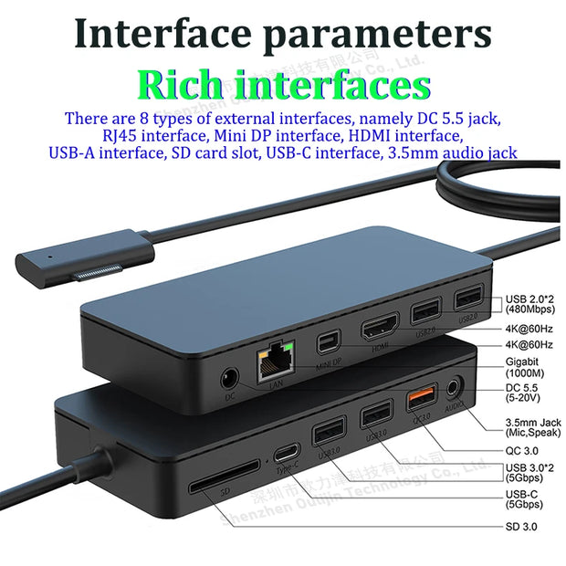 MST HUB USB Connect Dock 2x HDMI Mini DP 4K 60HZ for Microsoft Surface Pro Surface Book Surface Go Surface Laptop Accessories