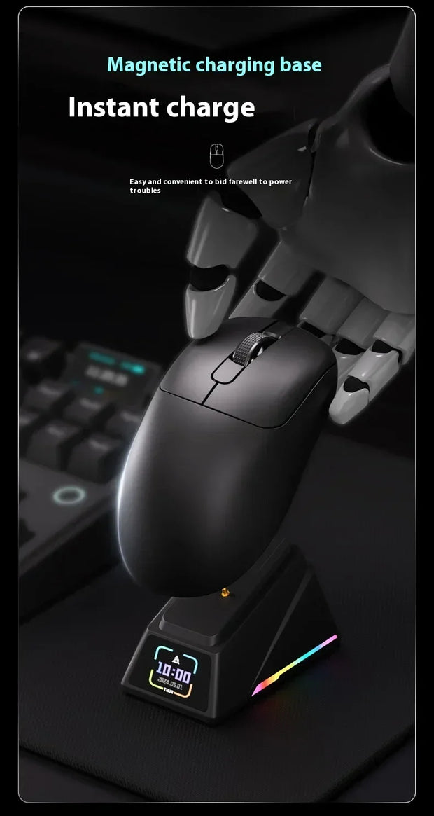 Ajazz Aj179apex Wireless Mouse Bluetooth 3Mode PAW3950 Sensor 8K with Magnetic Base E-sports Gaming Mouse PC Laptop Accessories