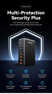 Essager 320W GaN Charger USB C Fast Desktop 8-port USB A Type C PD Charger Fast Charging for iPhone16 15 Samsung MacBook Laptop