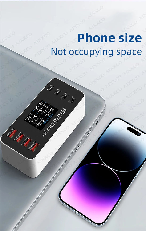 65W PD Charger Fast Charger For Laptop Tablet iPhone 15 14 Type C Charger With 2.4A USB Phone Charger