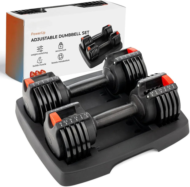 Adjustable Dumbbells - 15Lb 25Lb 43Lb 55Lb 90Lb 6in1 Dumbbells Adjustable Weight Steel, Compact Quick Adjustable Dumbbells Set